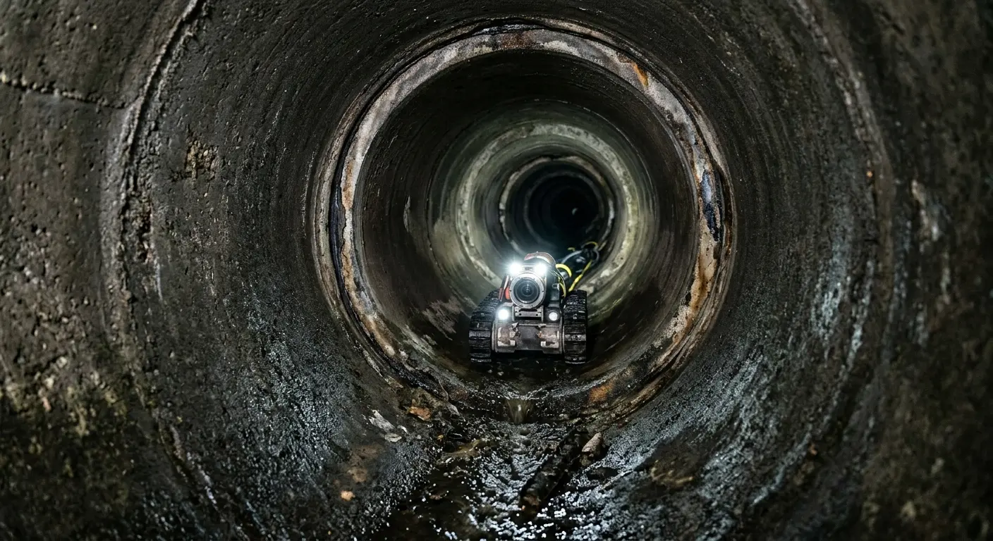 Robotic sewer camera inspecting pipe interior for Sewer Line Cleaning in Leisure City